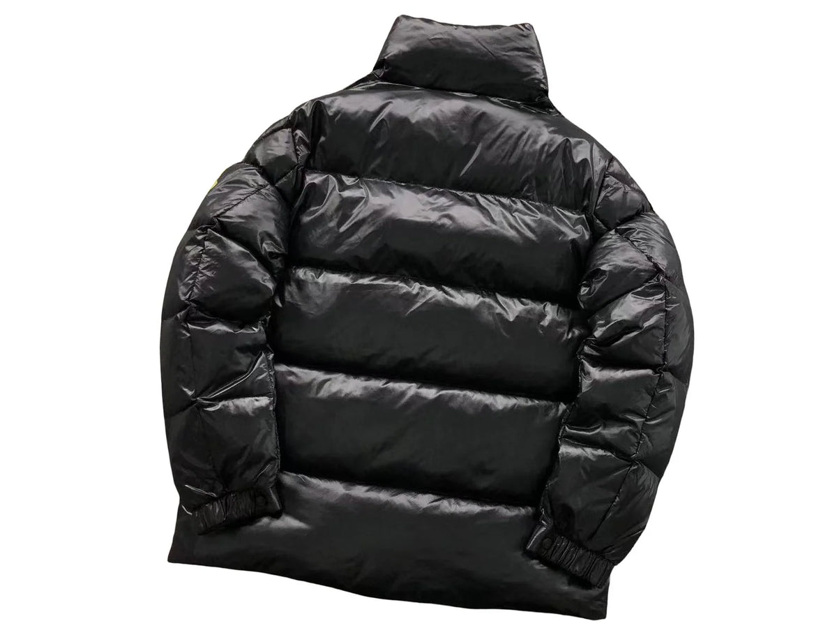 Moncler Black Olive Logo Stand Collar Puffer Jacket