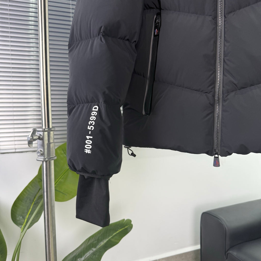 Moncler Black Chevron Quilt Hooded Puffer Jacket