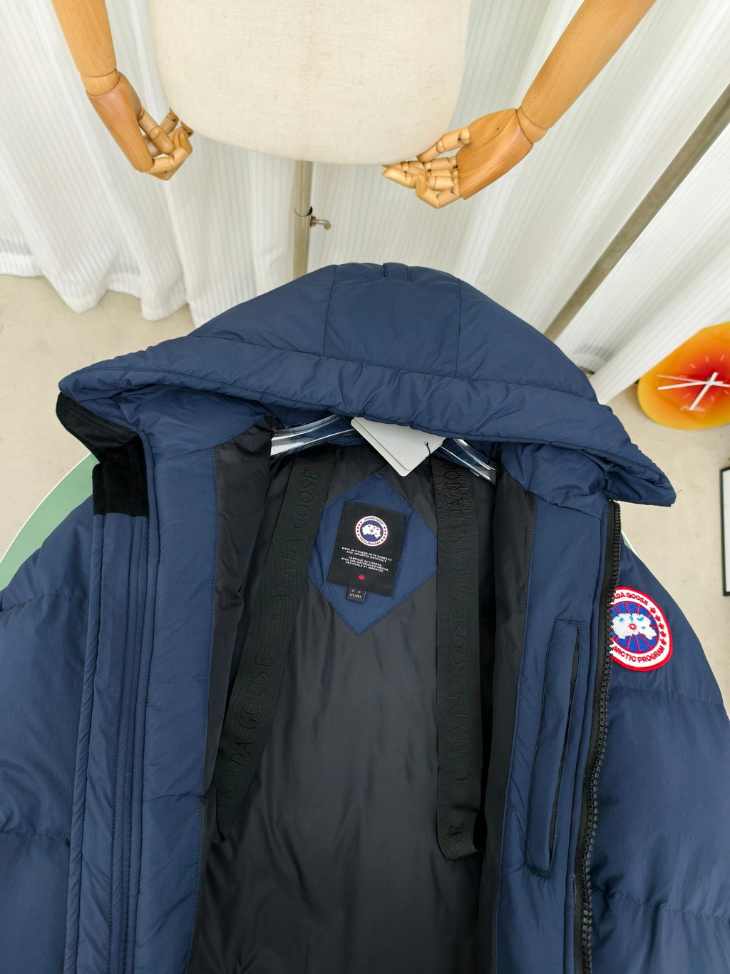 Canada Goose Navy Blue Matte Hooded Puffer Jacket