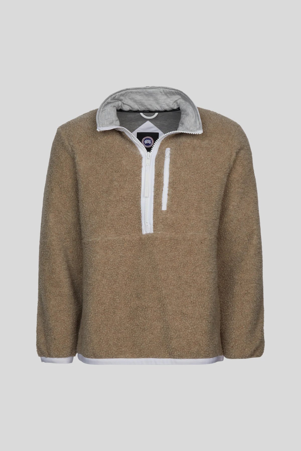 Canada Goose Tan Beige Contrast Trim Half-Zip Fleece Pullover