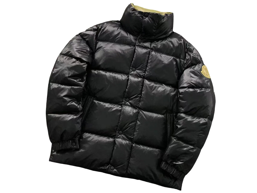 Moncler Black Olive Logo Stand Collar Puffer Jacket