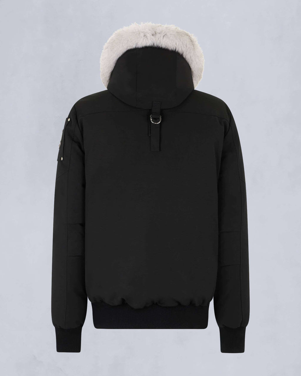 Moose Knuckles Black Contrast Trim Hooded Bomber Jacket