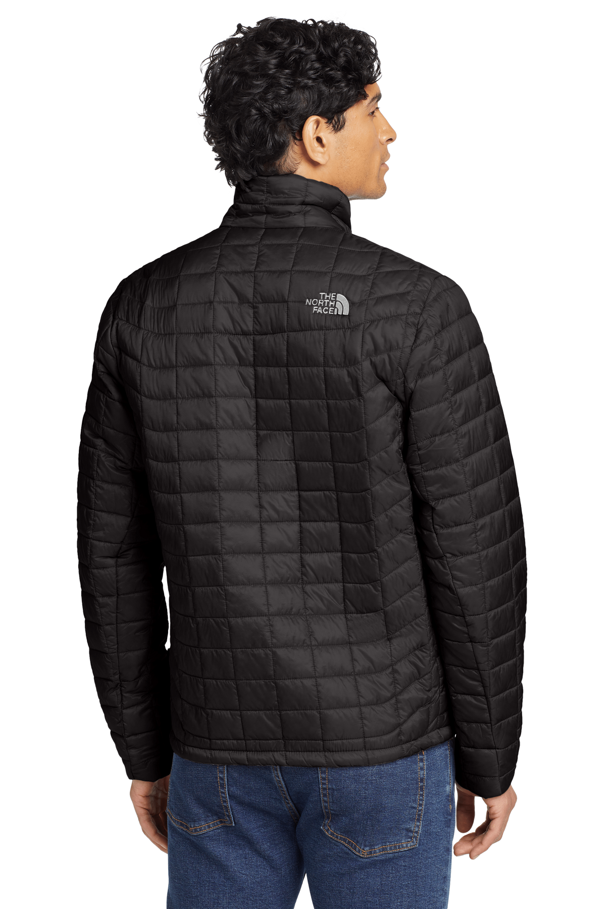 The North Face Black Grid Quilted Stand Collar Jacket
