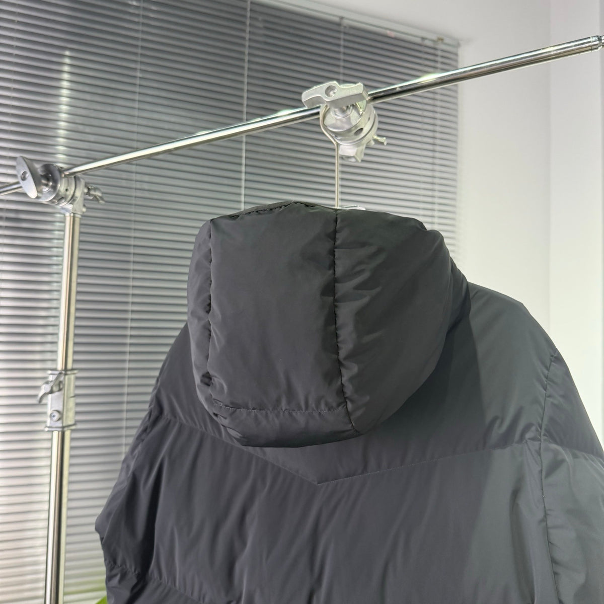 Moncler Black Chevron Quilt Hooded Puffer Jacket
