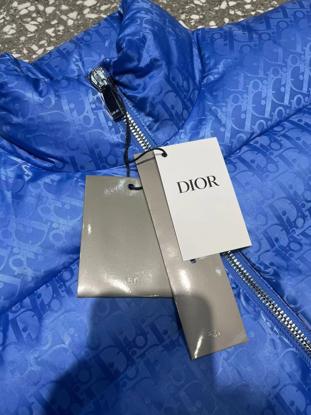 Dior Royal Blue Monogram Quilted Puffer Vest