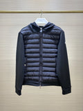 Moncler Black Contrast Stripe Hooded Hybrid Jacket