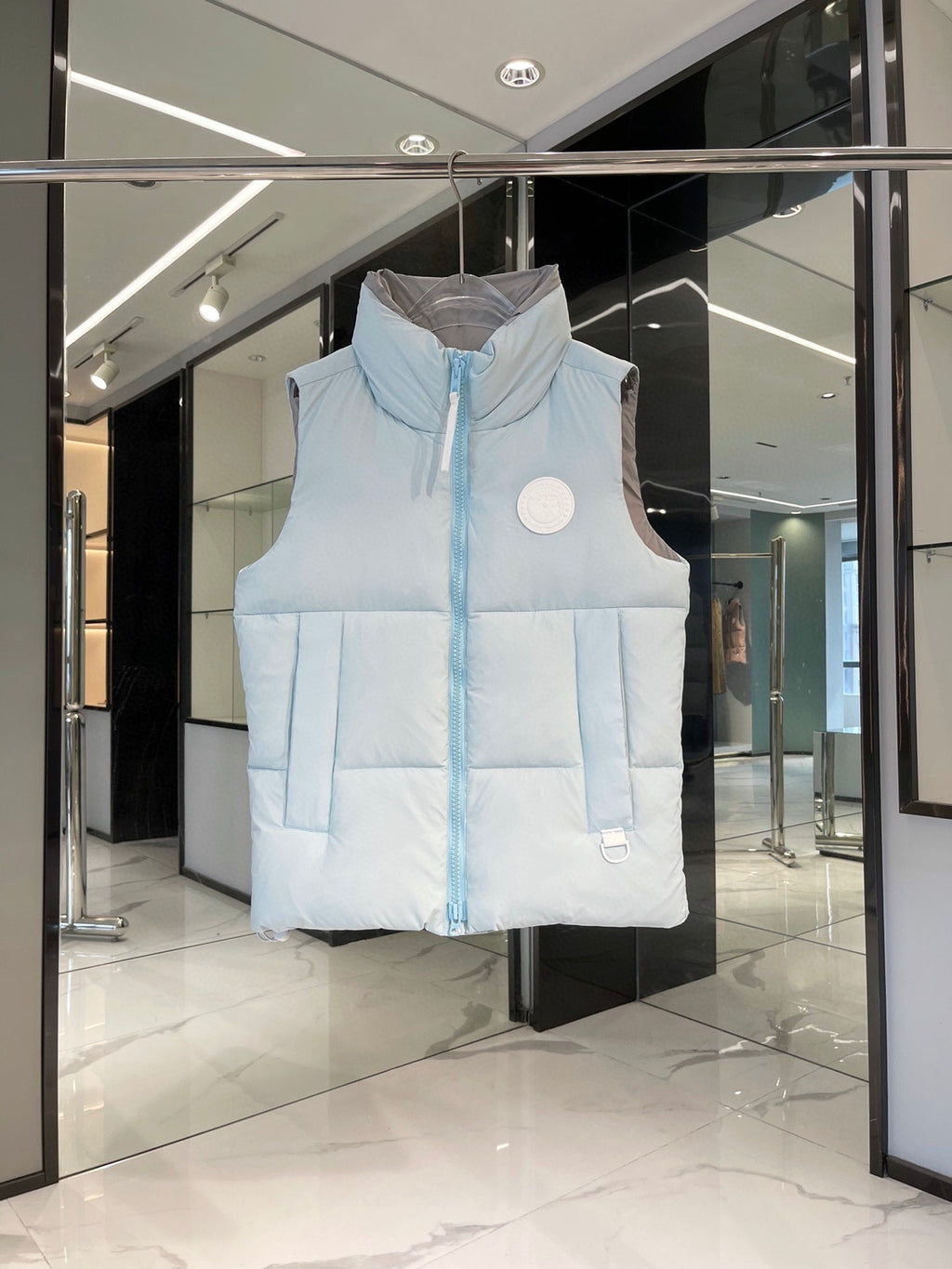 Canada Goose Ice Blue White Logo Quilted Puffer Vest