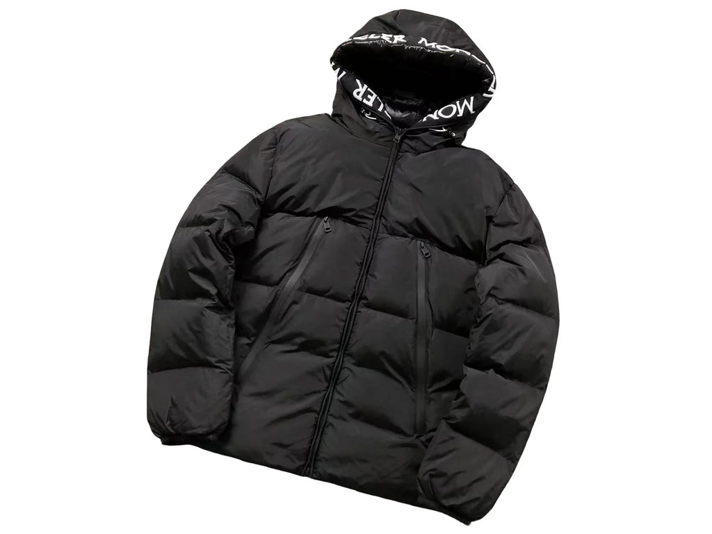Moncler Black Logo Trim Hooded Quilted Puffer Jacket