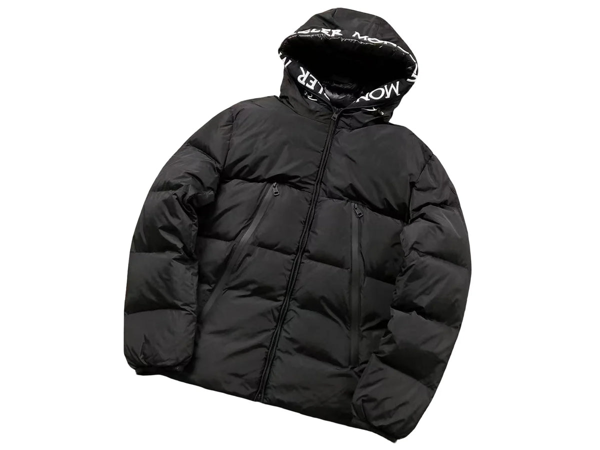 Moncler Black Logo Trim Hooded Quilted Puffer Jacket