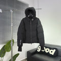 Moncler Black Chevron Quilt Hooded Puffer Jacket