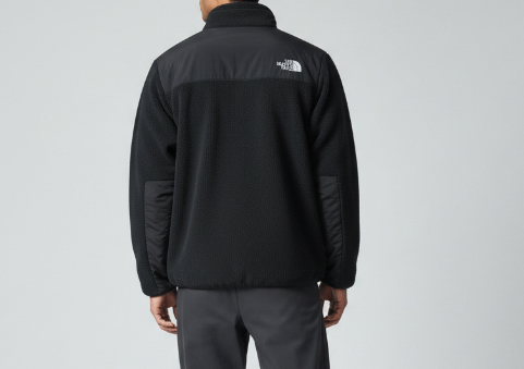 The North Face Black Panelled Stand Collar Fleece Jacket