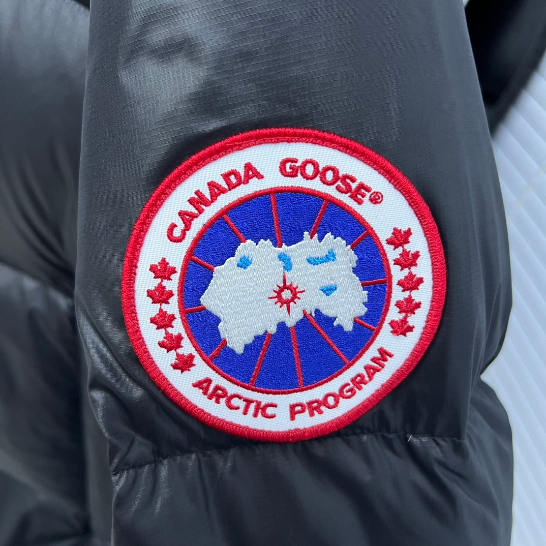 Canada Goose Black Logo Patch Hooded Puffer Jacket