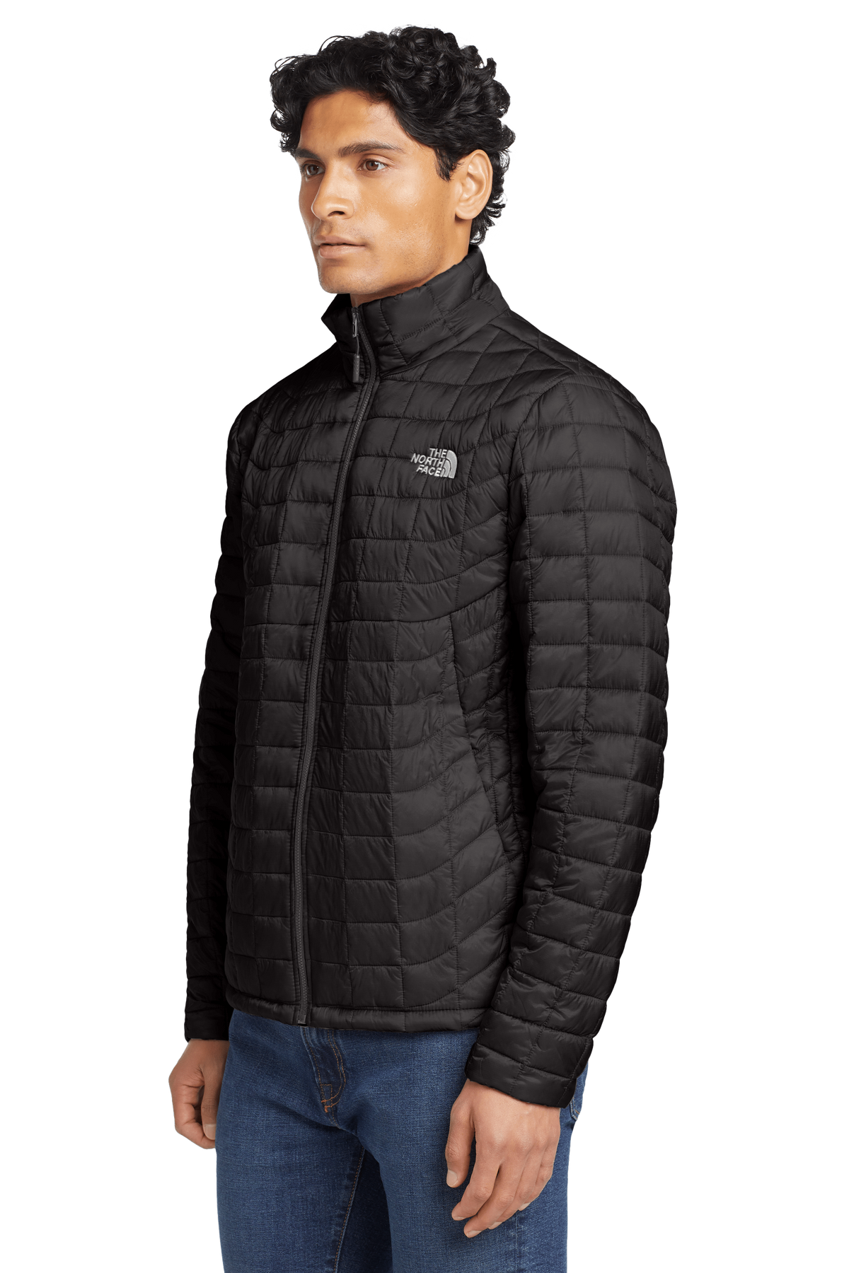 The North Face Black Grid Quilted Stand Collar Jacket