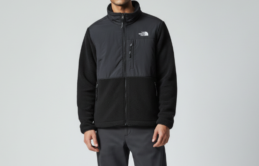 The North Face Black Panelled Stand Collar Fleece Jacket