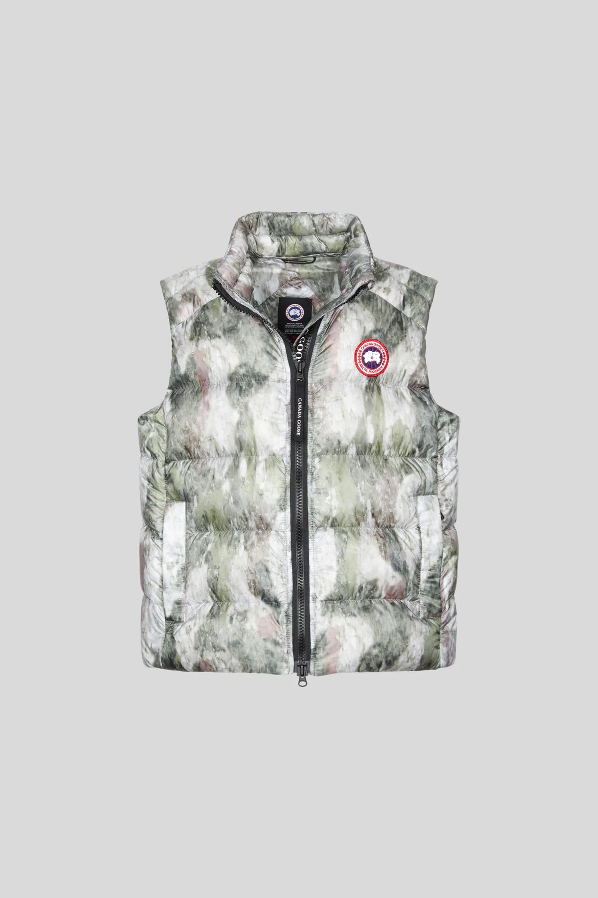Canada Goose Sage Green and Gray Abstract Print Puffer Vest